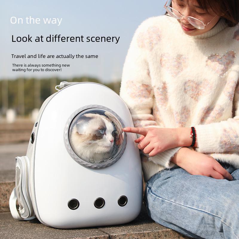 "Pet Portable Transparent Cat Backpack with Side Opening, Large Capacity, Breathable Design"