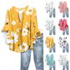 Summer Tops For Women Cute V Neck 3/4 Sleeve Blouses Floral Print Top Casual Shirts