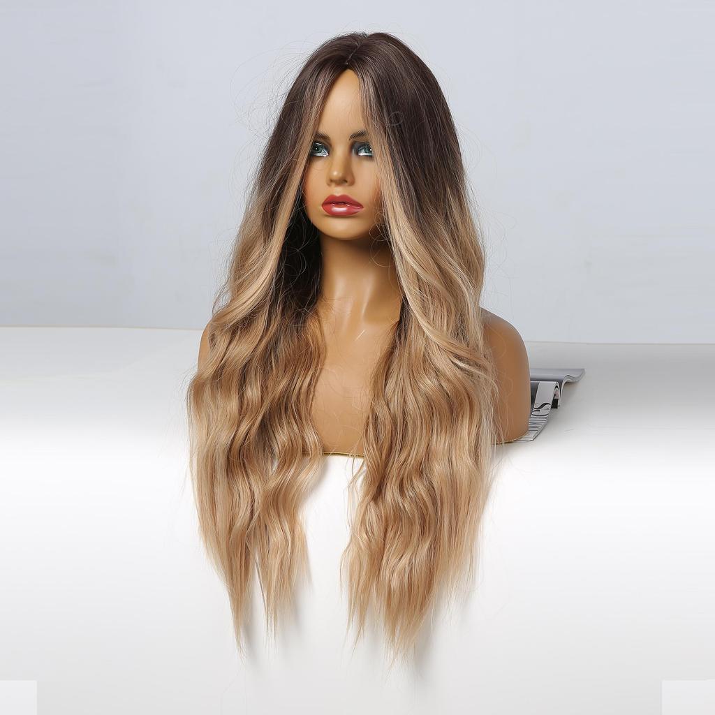 BLONDE UNICORN Синтетический парик Ombre Блондинка Коричневый Длинные парики Средняя часть волос Парик Повседневные натуральные волнистые термостойкие волокна для женщин
