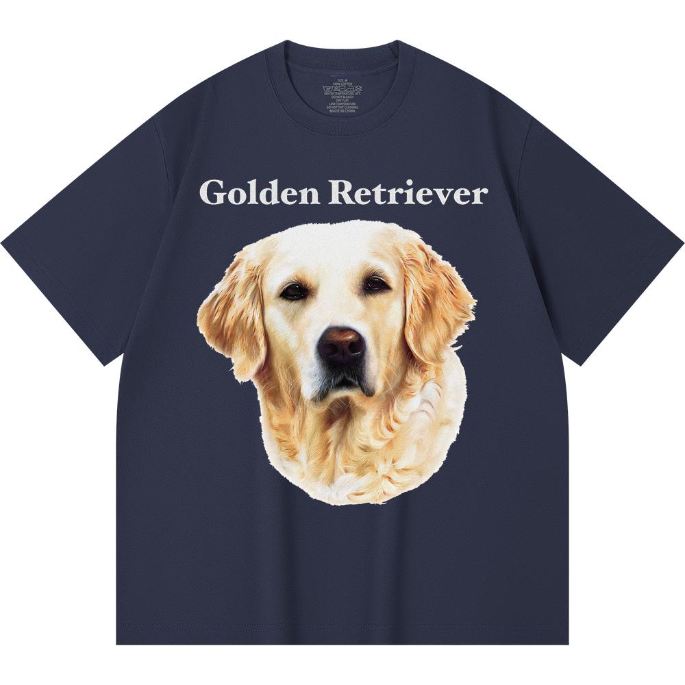 Футболка из 100% хлопка плотностью 230 г/м2 с принтом золотистого ретривера, забавная футболка из чесаного хлопка в стиле Харадзюку