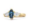 London Blue Topaz Trio Stone Tapered Ring - 925 Sterling Silver Gold Vermeil