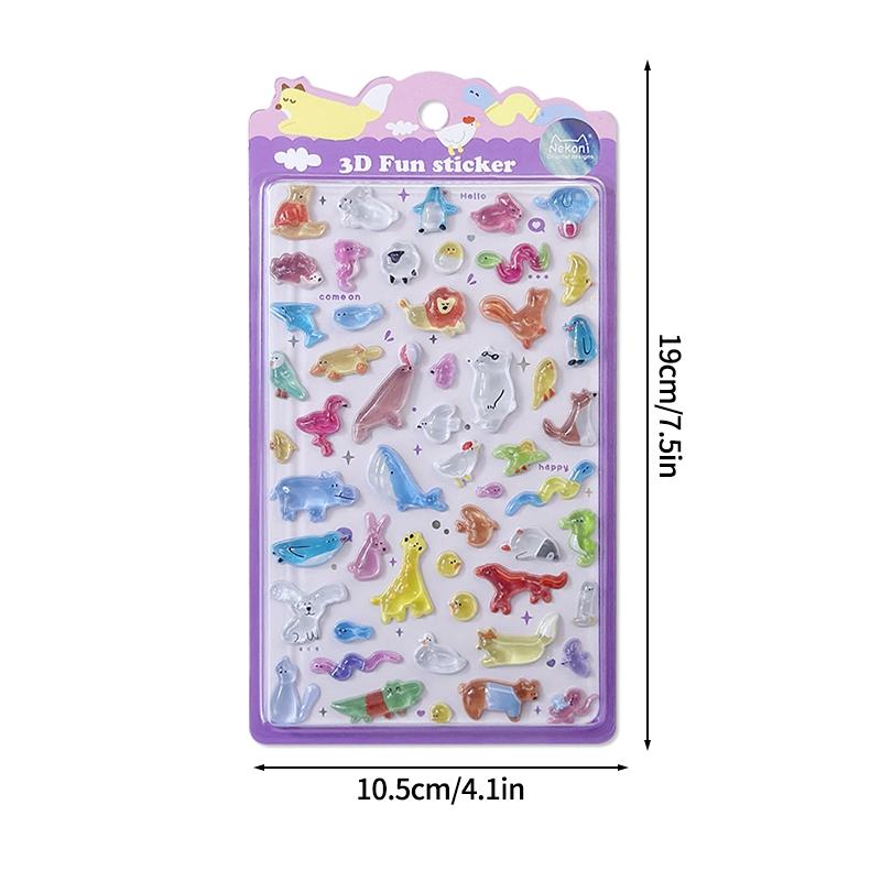 Nekoni 3D Cute Stickers Cartoon Animal Puff Sticker Diy Stickers For Scrapbooks Planner Journals Laptops Phone Case Decoration