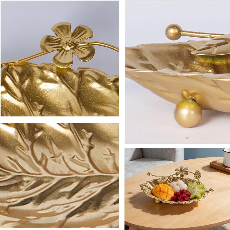 Ид аль-Фитр Золотой фруктовый поднос Креативный Рамадан Металлический фруктовый поднос Блюдо для подачи десертов Многоразовая металлическая декоративная тарелка
