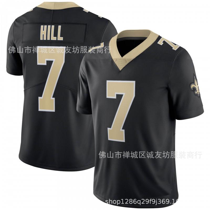 NFL New Orleans Saints 7 Taysom Hill Football Jersey Mens White Gold Lettering Sports Shirt