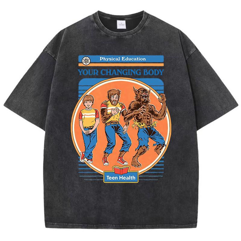 Футболка свободного покроя в стиле ретро с принтом «Твое меняющееся тело», повседневная хлопковая футболка с коротким рукавом на лето