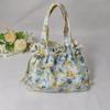 Floral Canvas Drawstring Tote Bag - Compact Lunch & Handbag for Women