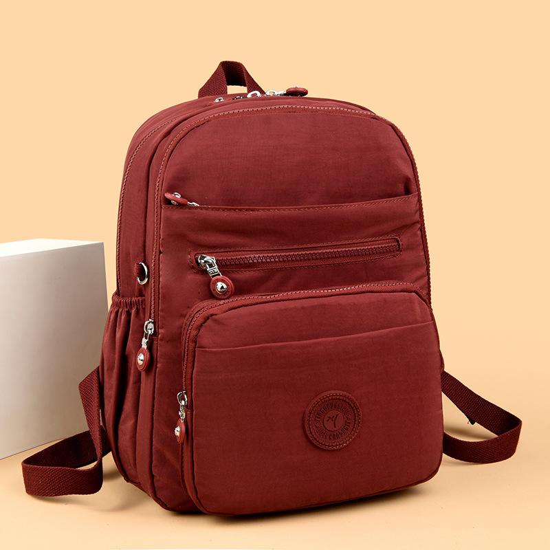 Lightweight Backpack Women Nylon Backpack Solid Color Travel Bag Student Schoolbag