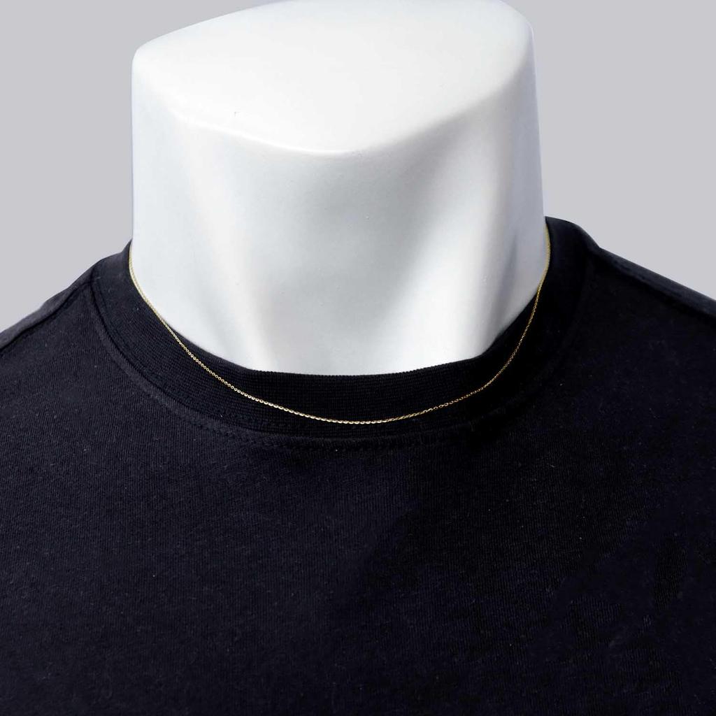 Lala Christie Gold Chain Necklace, 18K Gold, Shine Cut Azuki Bean, 0.7mm Wide, Approximately 0.9g, Up To 45cm Long, Adjustable Length, Lc97-0024