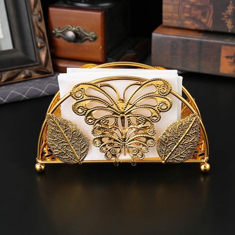 Nordic Style Ironwork Gold Tissue Holder Standing Flower Tissue Dispenser Household