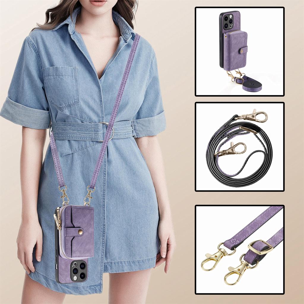 Crossbody Multifunctional Zipper Leather Purse Wallet Case for iPhone 15 14 Plus 13 12 11 Pro Max for Samsung S24 S23 S22 S21 S20 Ultra Plus A15 A25