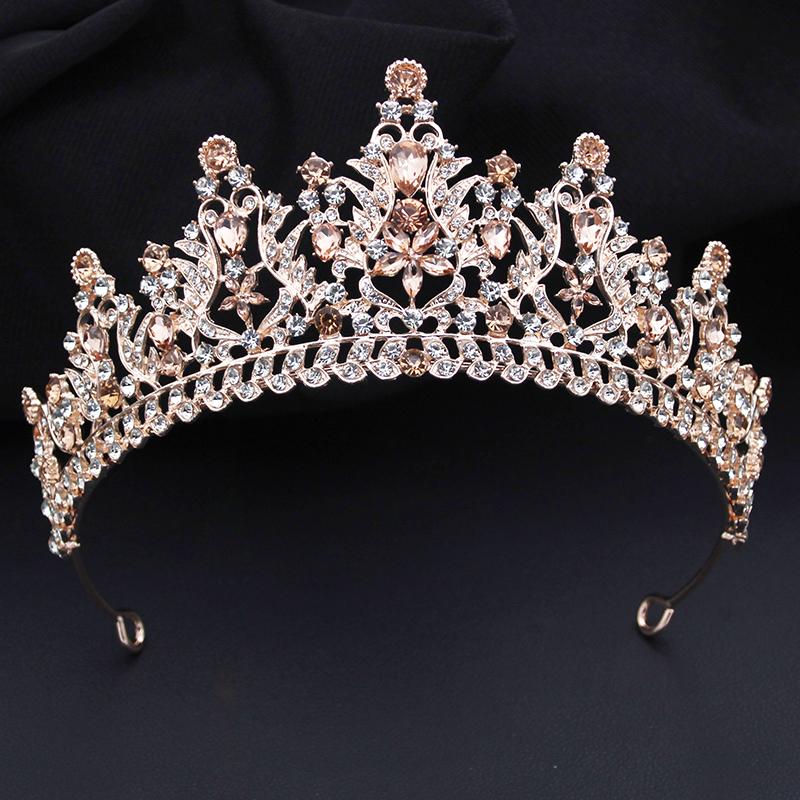 Luxury Flower Crystal Tiaras and Crowns for Bride Women Elegant Bridal Wedding Crown Hair Jewelry Party Prom Accessories