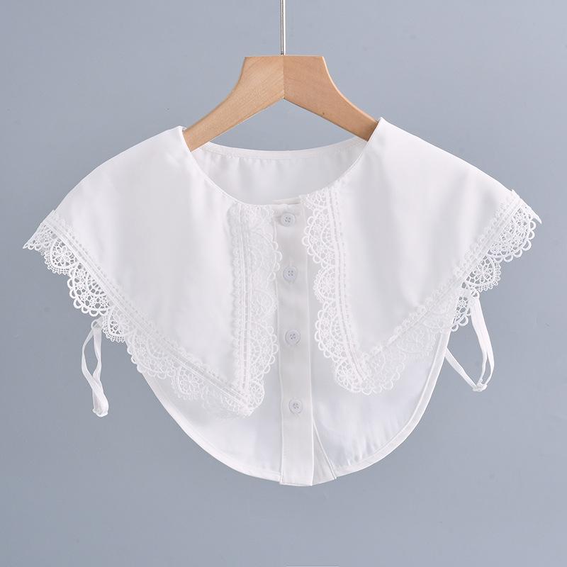 New Fake Collars Woman Vintage Half Shirt False Collar Woman Embroidery Detachable Lapel Collar Faux Col Accessories