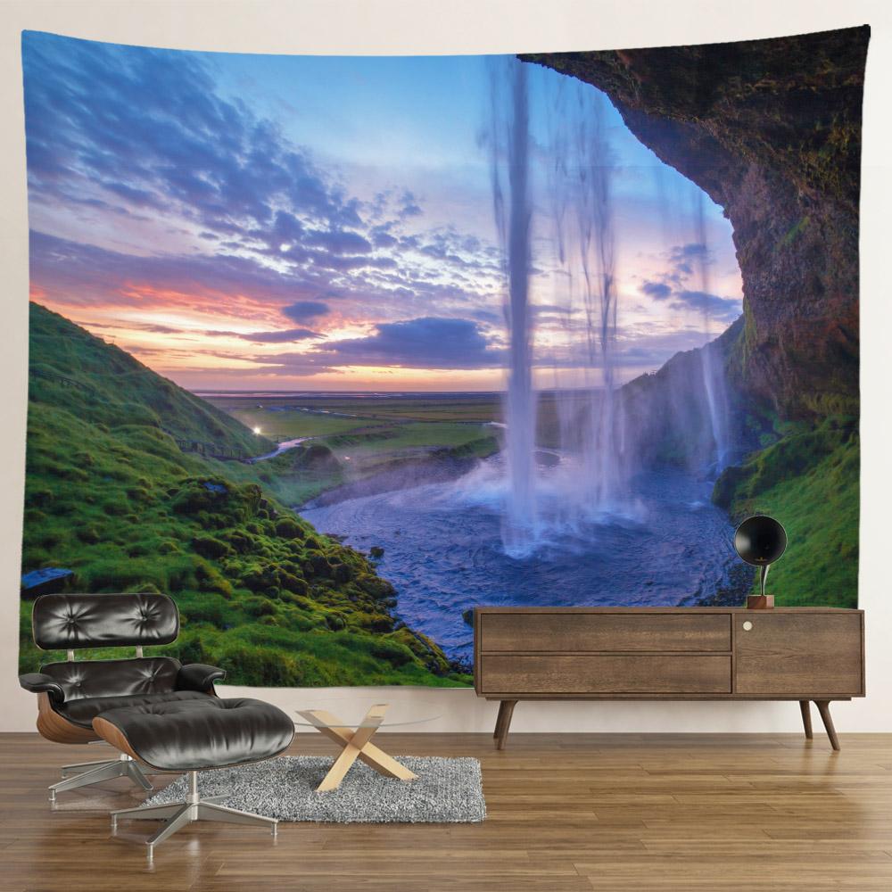 Пейзаж Водопад Гобелен Настенные Цветы Таинственный Лес Дерево Джунгли Большой Гобелен Искусство Эстетический Декор Комнаты Спальня