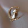 Pearl Jewelry Golden Clothing Accessories Rhinestone Brooch Men Women