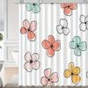 Занавеска для душа с цветочным узором - Тканый полиэстер, Машинная стирка, Включает 12 крючков, Всесезонный декор для дома, Перегородка для ванной
