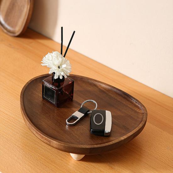 Деревянный поднос для подачи небольших закусок, деревенский поднос неправильной формы для десертов, декоративный поднос для растений, свечей, ключей, ювелирных изделий и часов.