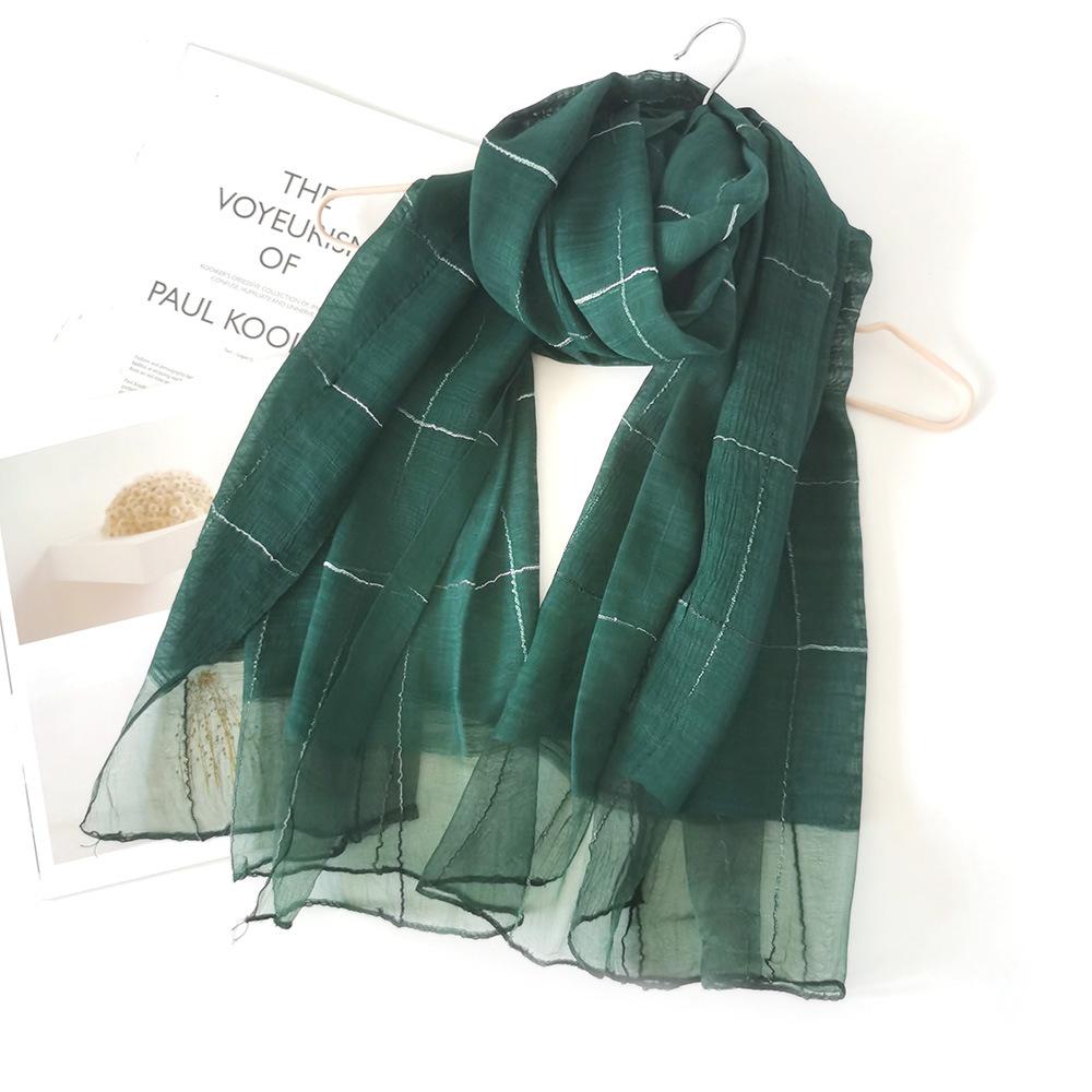 Новый весенне-летний элегантный шелковый шарф женский клетчатый шарф женский платок шарф