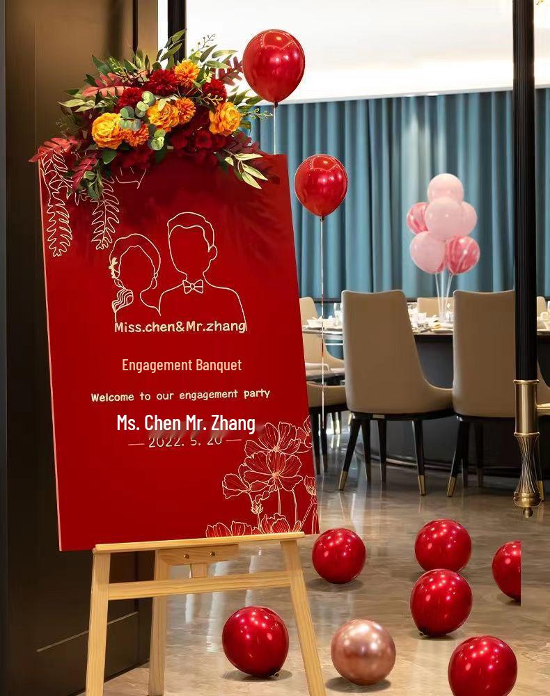 Индивидуальная свадебная церемония Приветственный знак: Направленный декор для помолвки с водным фоном