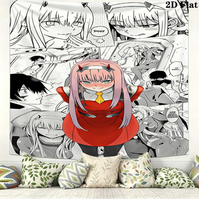Franxx Wall Tapestry Aesthetic Wall Hanging Printed Fabric Blanket Decorative Tapestries For Bedroom Living Room Home Decor