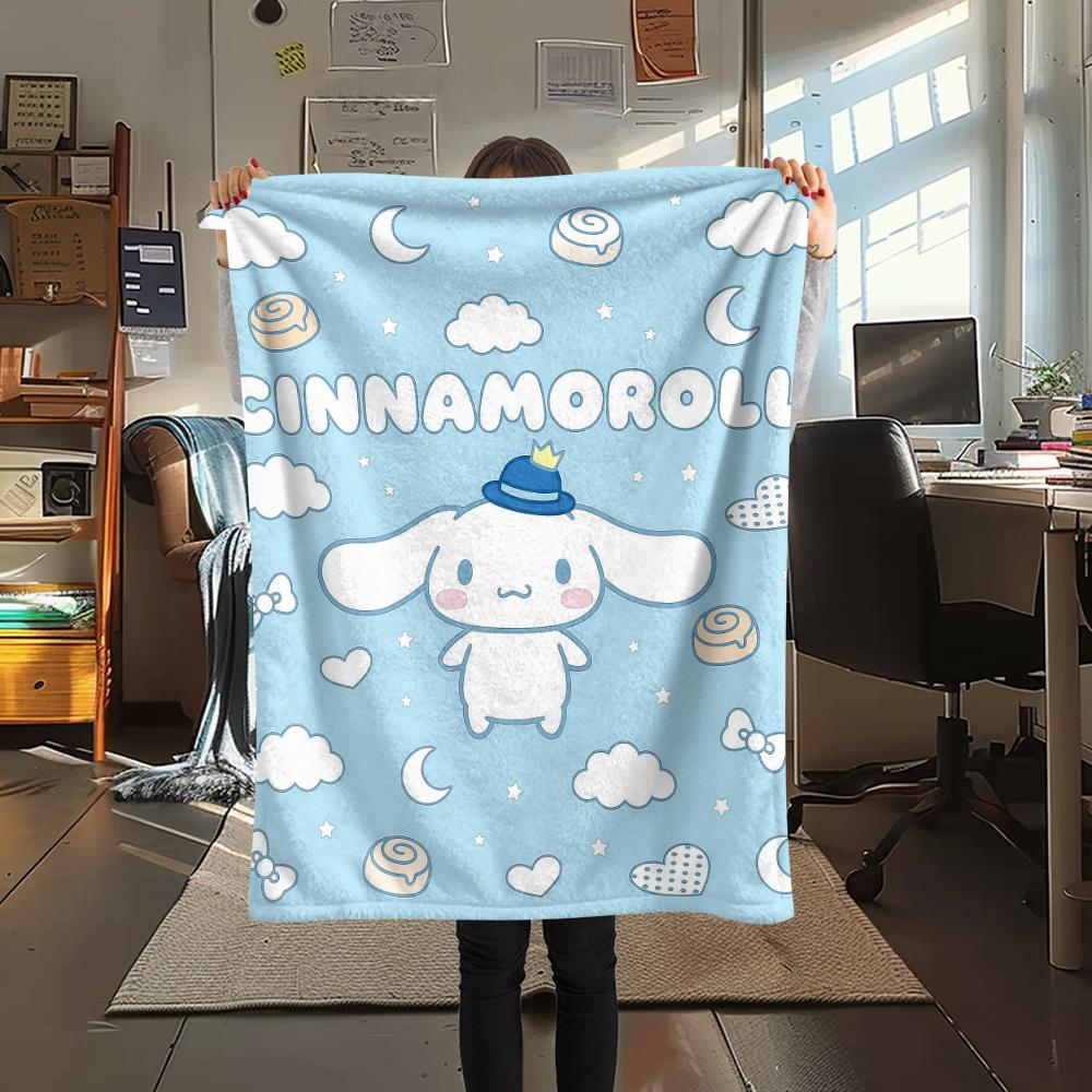 1 шт. Фланелевое одеяло Sanrio с милым принтом, Высококачественное, Для всех сезонов, Декор для дома, Тепло и комфорт, Идеально для рождественских подарков