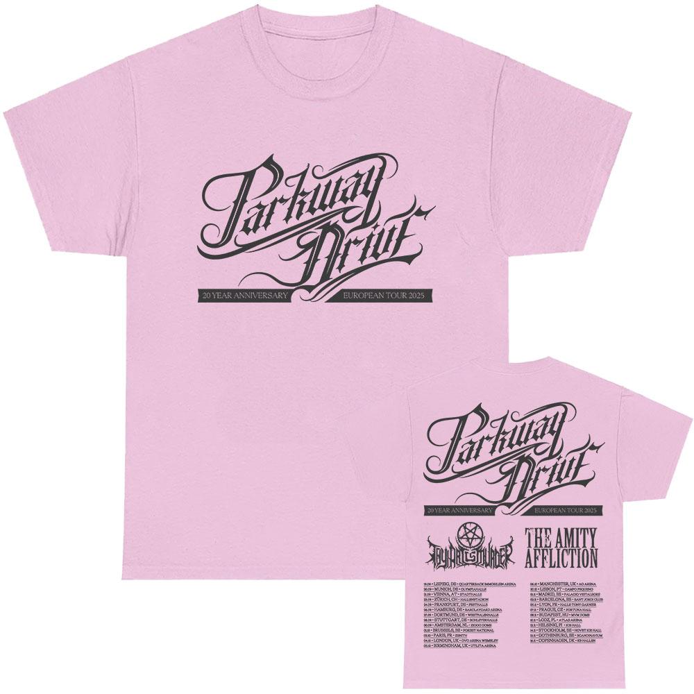 Parkway Drive 20-летний юбилейный европейский тур 2025 Футболка Хлопок Короткий рукав Мода Мужские футболки Унисекс Уличная одежда Принт Футболка