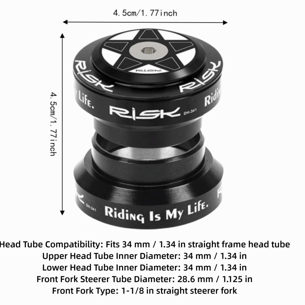 34mm Diameter Bicycle Headset 28.6mm Straight Steerer Bike Headset Set  Bike Maintenance