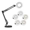 Flexible Clamp-on Table Lamp with 5x Magnifier Swing Arm Dimmable LEDs Desk Light 5 Color Modes & 5