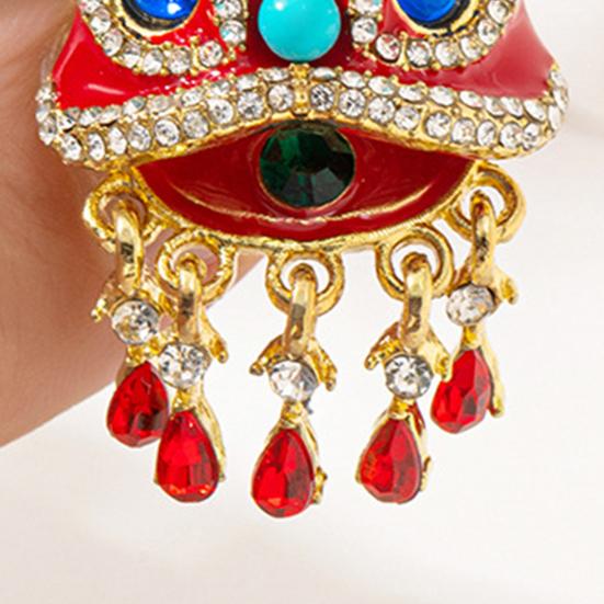 Брошь Сверкающие Стразы Инкрустация Дизайн Просыпающийся Лев Булавка Глянцевое Покрытие Устойчивое к Выцветанию Пальто Свитера Шарфы Сумки Шляпы Значок