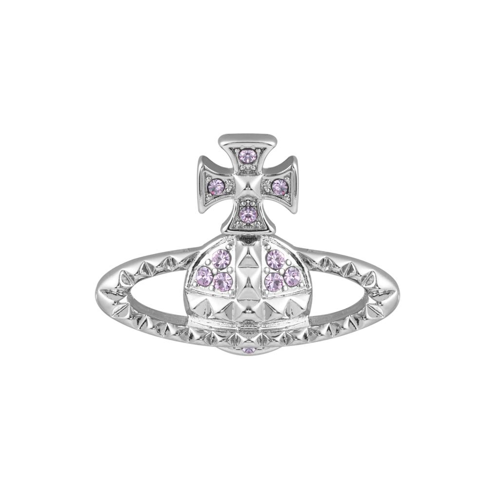 VIVIENNE WESTWOOD Серьги-пусеты Mayfair с рельефом, инкрустированные кристаллами Сатурна, Женские серьги Серебро Лаванда Латунь 62010029-02W287-MY