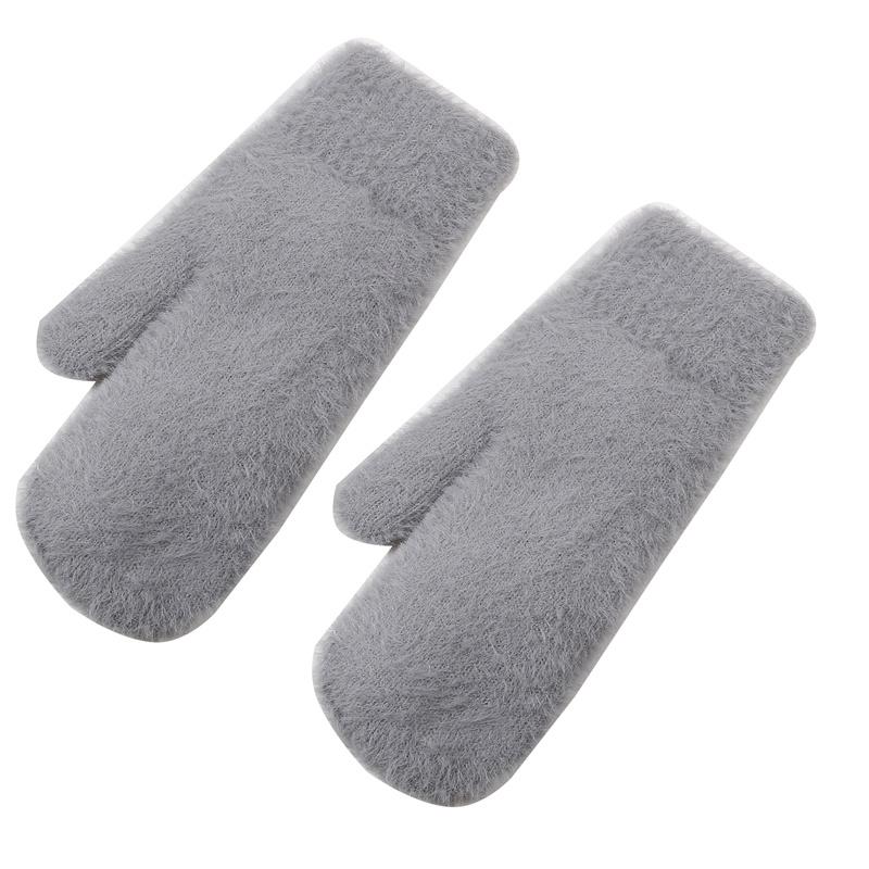 Женские зимние теплые кашемировые однотонные искусственные меховые норки эластичные мягкие варежки с полными пальцами милые перчатки для девочек