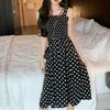 Fashion Women Loose None Sleeve Polka Dot Shouldder Plus Size Casual Dress