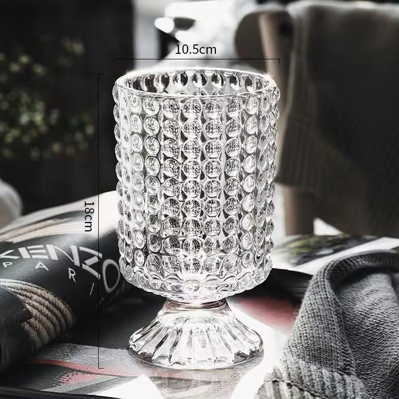 Европейская стеклянная ваза на высокой ножке: Креативный гидропонный прозрачный дизайн для элегантного домашнего декора