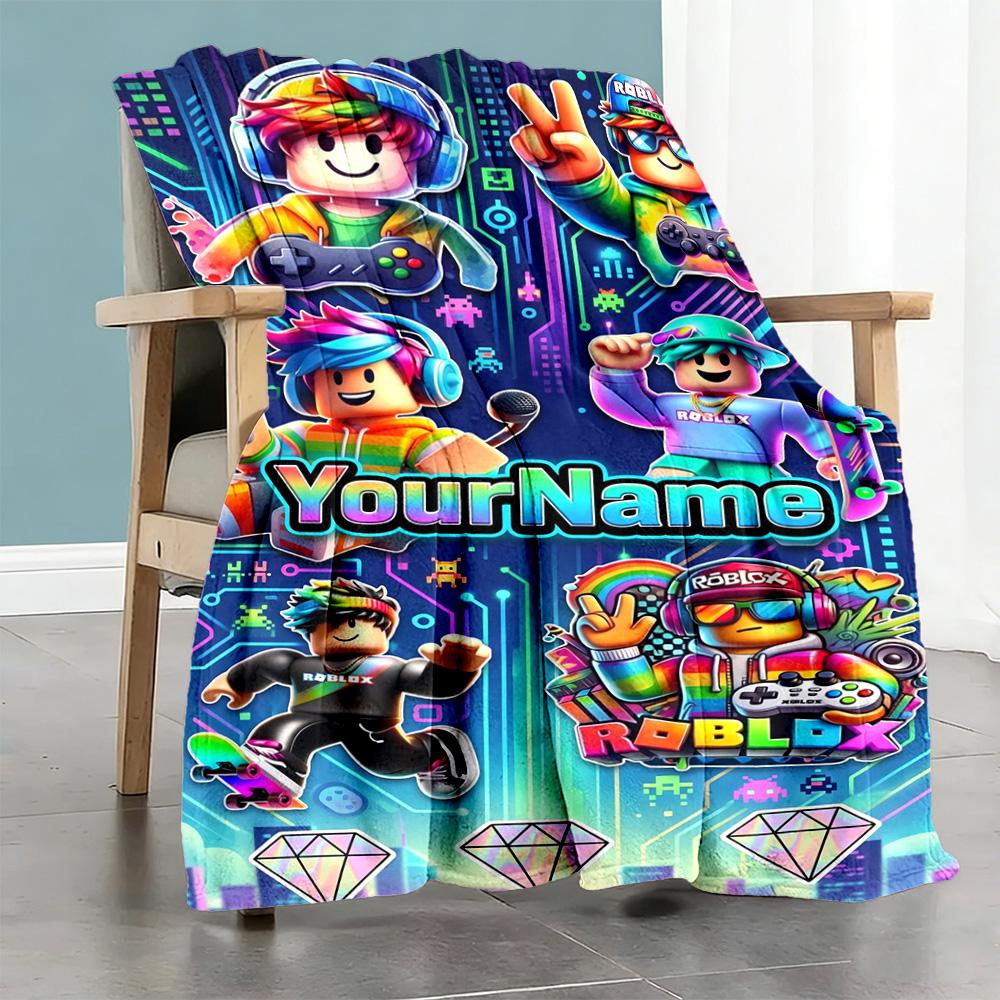 Roblox 423 Personalized Text Blanket Lightweight Customizable Blanket Soft & Cozy for Couch Office Chair Home Decor Picnics Ideal for All Seasons