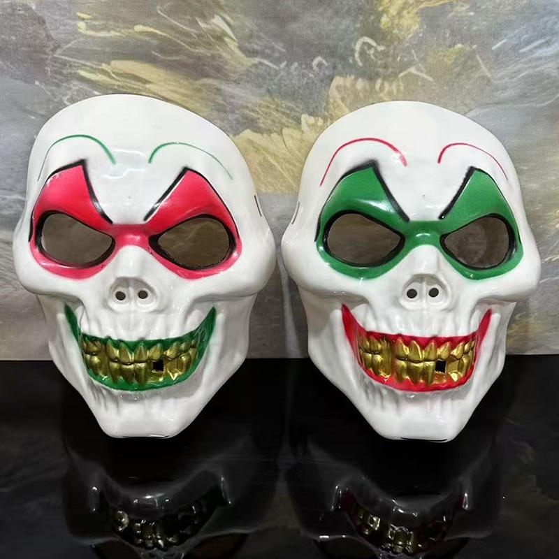 Маска клоуна на Хэллоуин, карнавальная, забавная, ужасная, для вечеринки, для танцев, маска с большим золотым зубом, косплей, головной убор привидения, маска с улыбкой