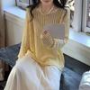 Summer Lady Sexy Hollow Out Mesh Pullover Beach T-shirt Women's Knitted Sweaters See Through Casual Oversized Long Sleeve Tops