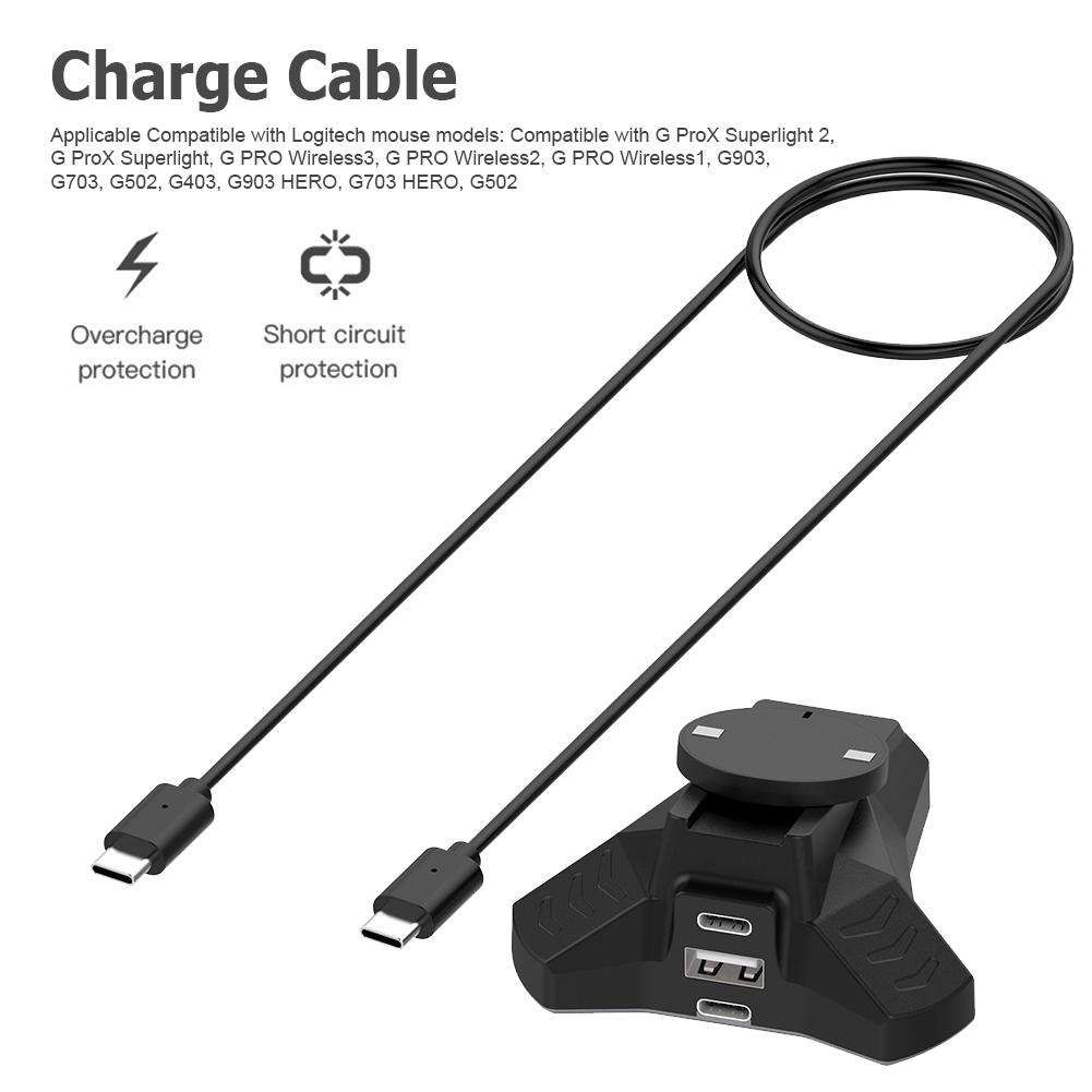 Wireless Mouse Charger with Charging Cable Mouse Charging Dock Station for Logitech G PRO Wireless3/G PRO Wireless2/G PRO