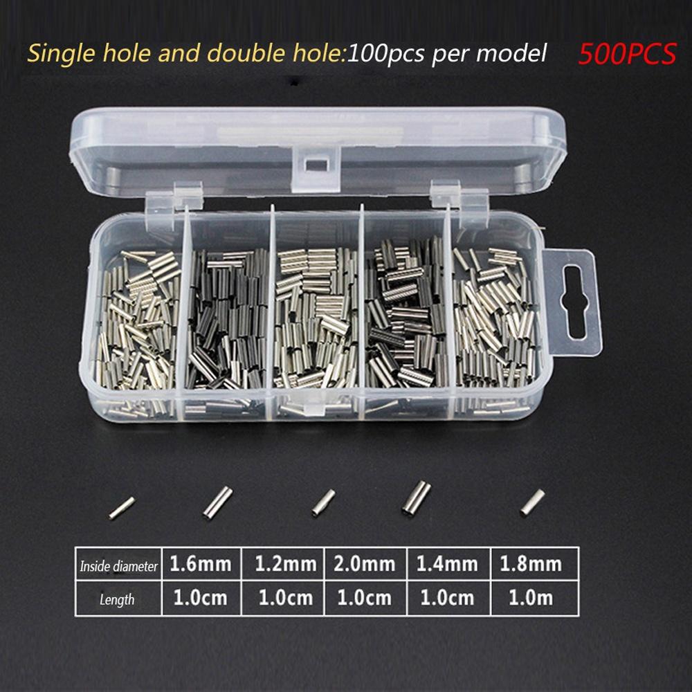 300-500 шт./коробка одно-/двухствольные обжимные муфты рыболовная леска провод лидер круглые медные трубки соединители смешанные медные трубки