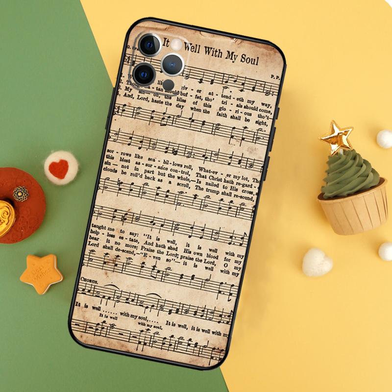 Чехол для телефона iPhone 16 15 14 13 12 11 Pro Max Plus Mini 7 8 X XS Max XR с изображением нотной записи
