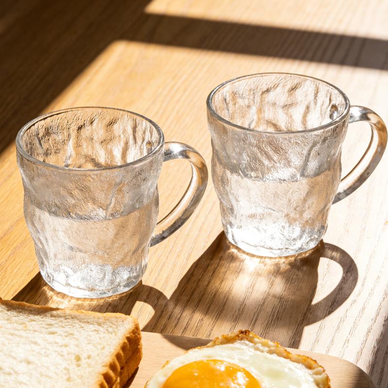 300ml/400ml Glacier Glass Cup with Handle Cocktail Beer Glasses Creative Water Cup Breakfast Milk Juice Iced Coffee Latte Mugs