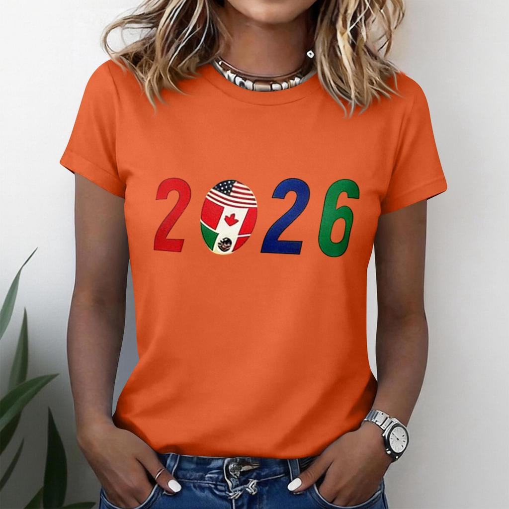 Women's Casual Short Sleeve T-Shirt Crew Neck 2026 Soccer Graphic Print Lightweight Soft Fabric Comfortable Fit