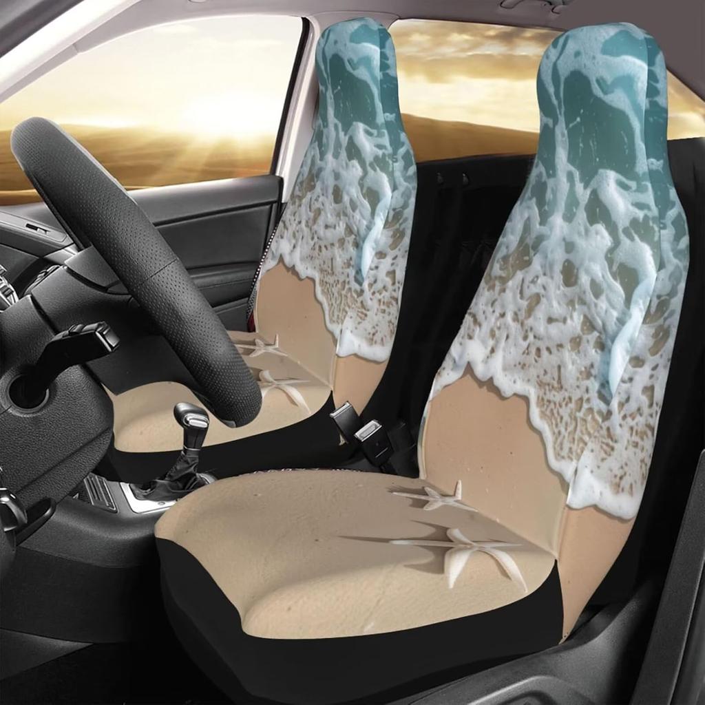 Автомобильные чехлы на сиденья с принтом морских звезд для женщин и мужчин, автомобильная подушка на сиденье в морской тематике, защитный чехол для ковшеобразного сиденья, подходит для автомобиля, внедорожника, седана, грузовика, универсальный