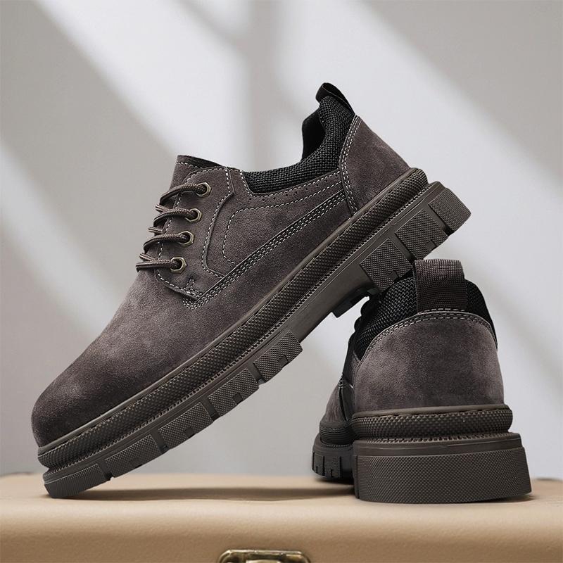 Мужская кожаная повседневная обувь Новая Ретро Толстая подошва Износостойкая Удобная На шнуровке Плоские кроссовки Уличная мужская обувь для ходьбы