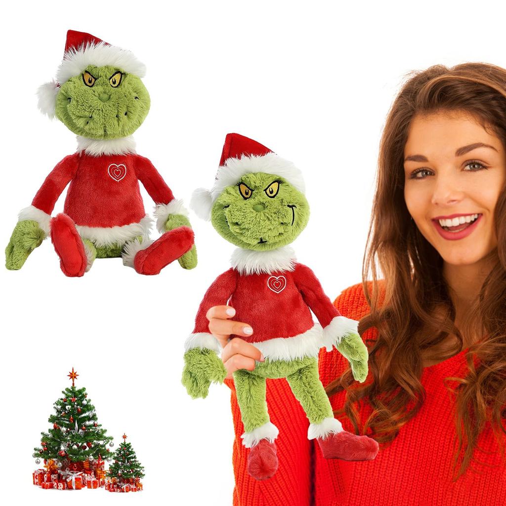 40cm Whoville Christmas Miser Plush Doll,Christmas Cute Plush Doll Toy Gift Cartoon Style Children's Rag Doll Festival Decoration Ornament