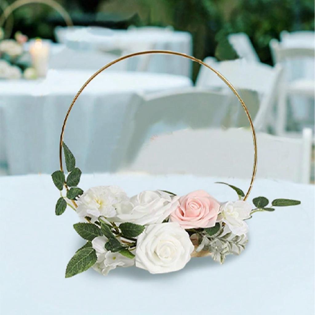 3PCS Artificial Flowers Wedding Wreath Floral Artificial Roses Centerpieces for Sweetheart Table Head Table Ceremony Reception Wedding Decorations