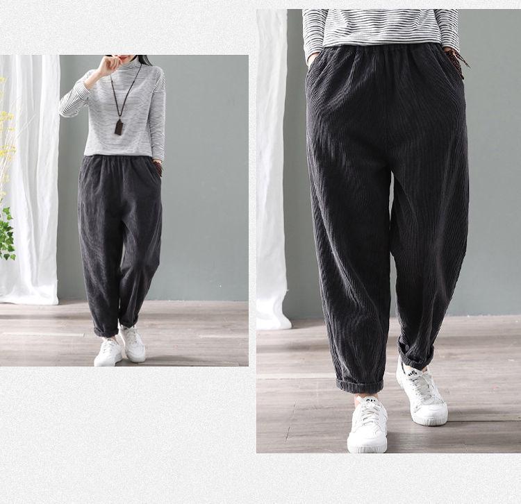 Женские теплые вельветовые брюки-гаремы большого размера на флисовой подкладке