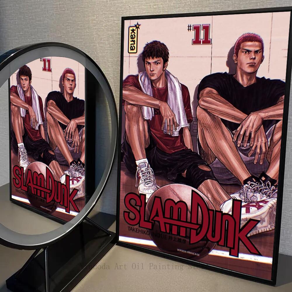 1 шт. Аниме Постер Slam Dunk Фильм Винтажный Япония Постер Самоклеящееся Искусство Водонепроницаемая Бумажная Наклейка Кофейня Бар Комната Настенный Декор