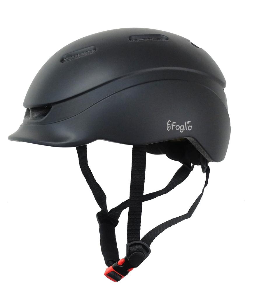 FOGLIA Urban Short Bicycle City CE Compliant with European Standards Helmet, Brim, Helmet, Adults, Riding, Black, Standard, TBG-2-BK