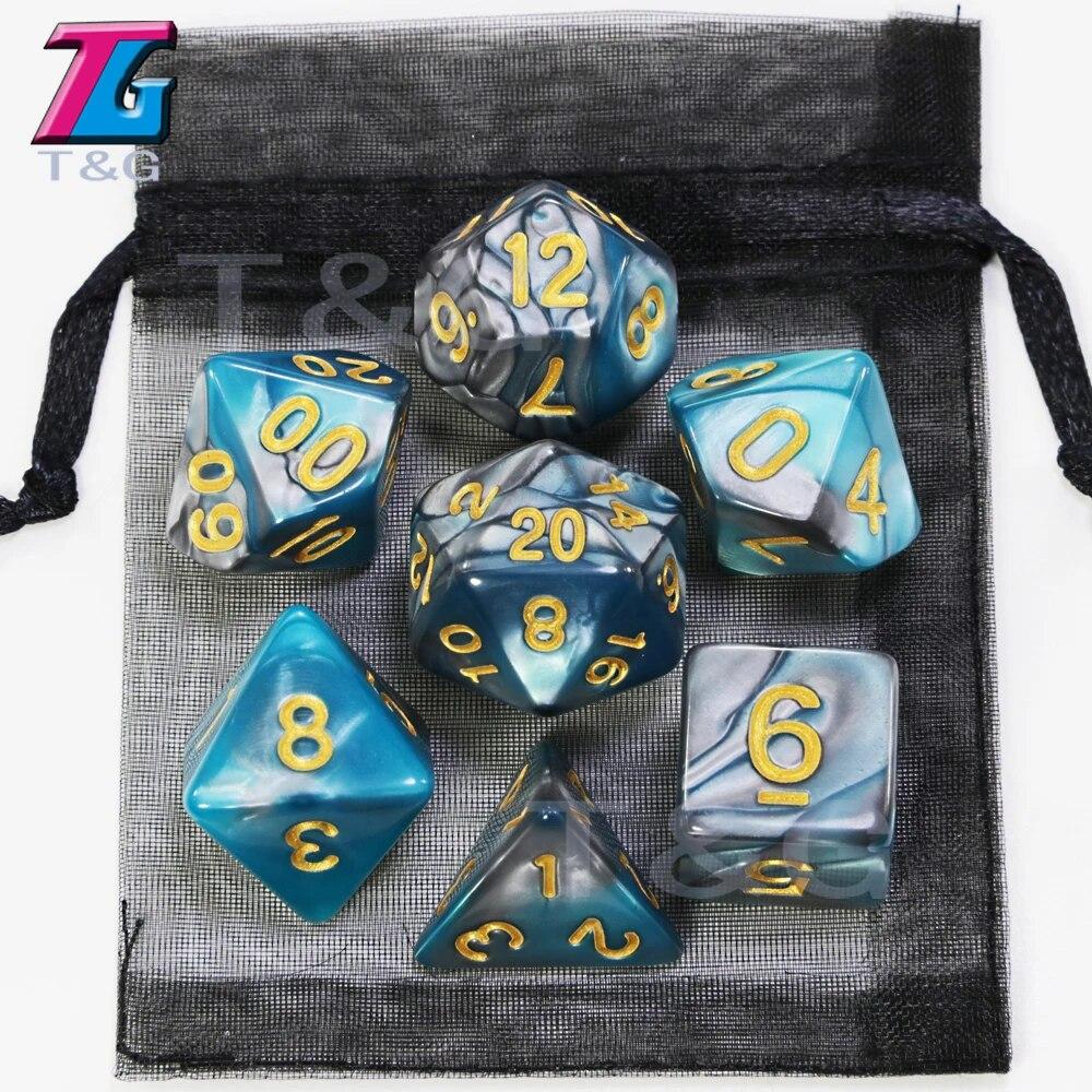 Игровые кости DND, ролевые игральные кости, набор кубиков для смешивания цветов с сумкой, 9 различных стилей, доступных для портативных игрушек, DND, RPG, TRPG, игры