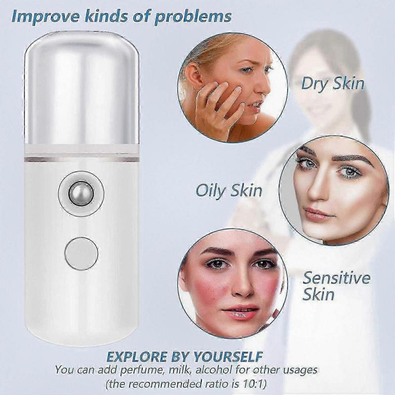 Portable Mini Facial Mister for Spraying, Featuring USB Charging Port and Nano Spray Technology