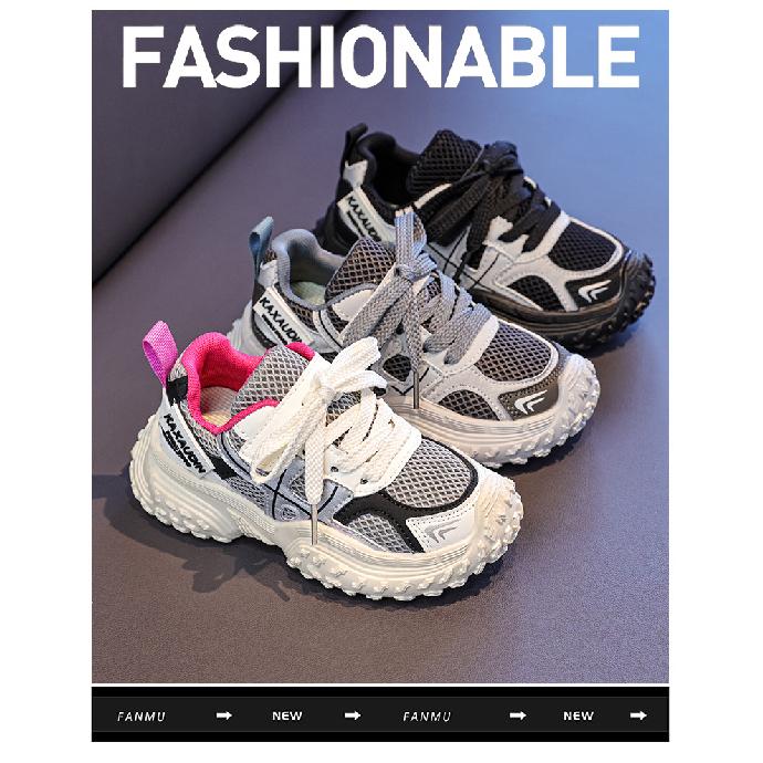 Girls' color-blocked sneakers for small, medium, and large children2026New Autumn Mesh Children's Running Shoes Boys' Casual Shoes